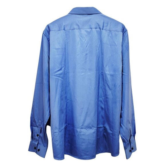 Mens Light Blue Long Sleeve Button-Down Shirt Spread Collar Black Size L - Picture 8 of 9